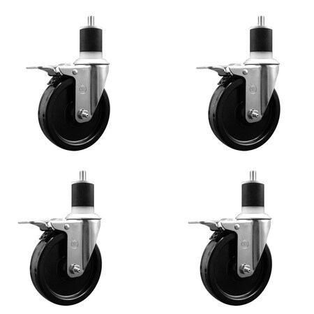 Service Caster 5'' SS Phenolic Swivel 1-7/8'' Expanding Stem Caster Set Total Lock Brake, 4PK SCC-SSEXTTL20S514-PHS-178-4